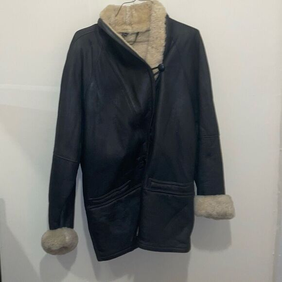 Vintage azizia faux fur lined leather jacket women’s size large from 90s 80s era - Picture 5 of 15